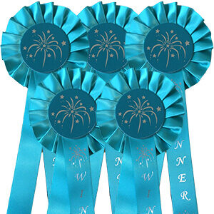 Jade 1 tier rosettes with a special designed printed centre and tail